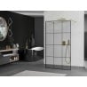 Mexen Kioto paroi de douche autoportante 100 x 200 cm, motif noir 8 mm, or brossé - 800-100-002-55-77