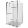 Mexen Kioto vrijstaande douchewand 100 x 200 cm, zwart raster 8 mm, geborsteld goud - 800-100-002-55-77