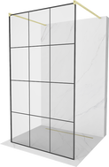 Mexen Kioto samostojeća tuš stijena 100 x 200 cm, crna rešetka 8 mm, zlatna brušena - 800-100-002-55-77