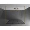 Mexen Kioto freestanding shower wall 110 x 200 cm, black grid 8 mm, brushed gold - 800-110-002-55-77