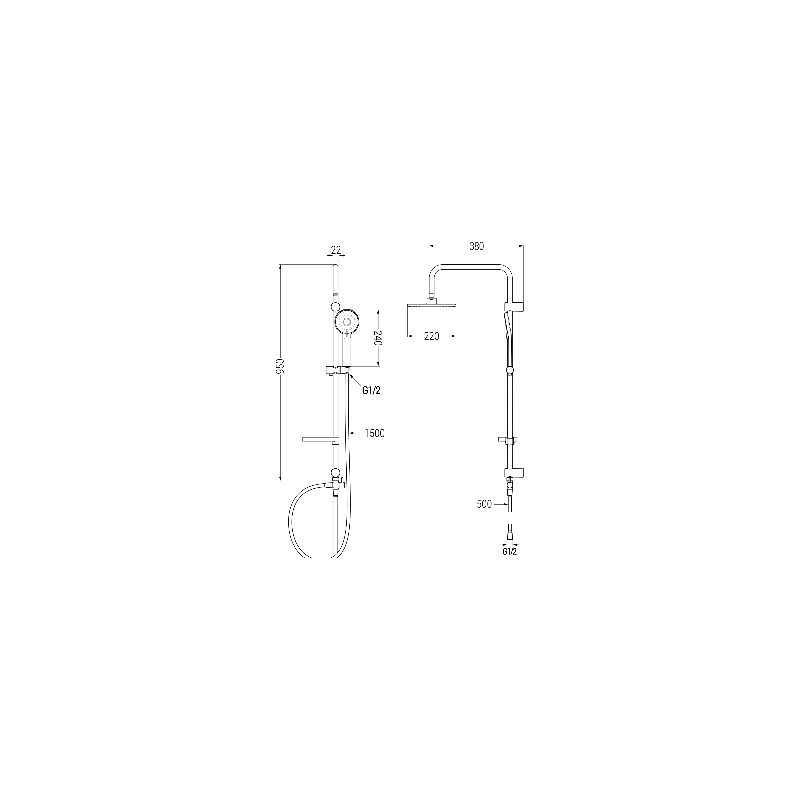 Mexen Carl Überputz-Duschset mit Regenduschkopf und Pecos-Duschbatterie, schwarz - 72740240-70