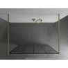 Mexen Kioto free-standing shower wall 160 x 200 cm, black grid 8 mm, brushed gold - 800-160-002-55-77