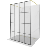 Mexen Kioto free-standing shower wall 160 x 200 cm, black grid 8 mm, brushed gold - 800-160-002-55-77