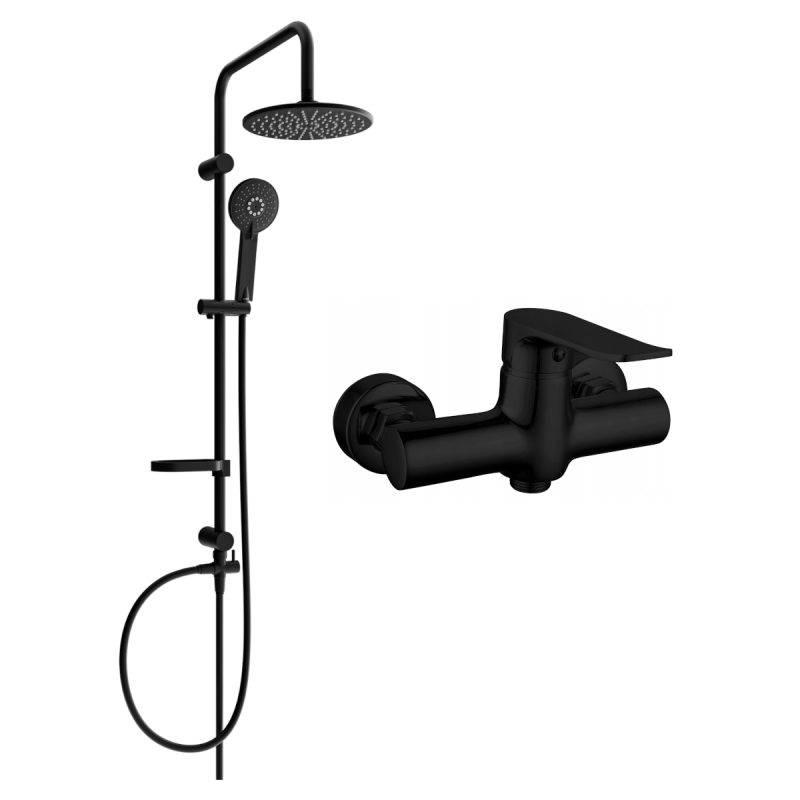 Mexen Pecos Conjunto de chuveiro exterior Carl com chuveiro de teto e misturadora de duche, preto - 72740240-70