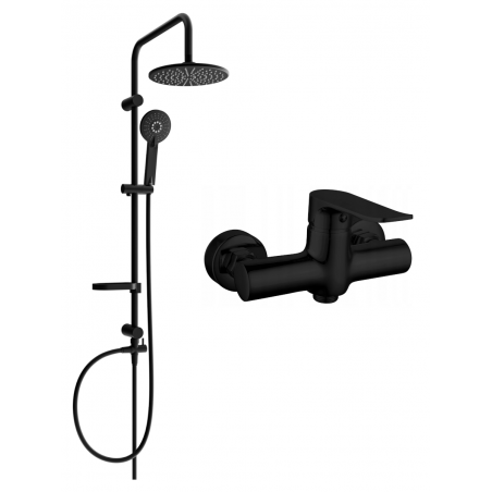 Mexen Pecos Carl Aufputz-Duschset mit Regenbrause und Duscharmatur, schwarz - 72740240-70