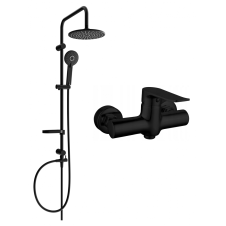Mexen Pecos Carl virsmas dušas komplekts ar lietus dušu un dušas krānu, melns - 72740240-70