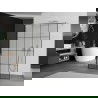 Mexen Kioto vrijstaande douchewand 140 x 200 cm, zwart raster 8 mm, geborsteld nikkel - 800-140-002-97-77