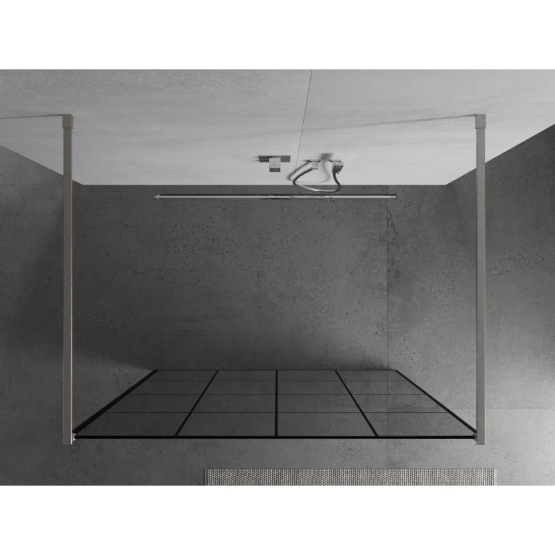 Mexen Kioto ścianka prysznicowa wolnostojąca 140 x 200 cm, czarna kratka 8 mm, nikiel szczotkowany - 800-140-002-97-77