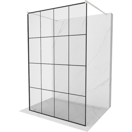 Mexen Kioto vrijstaande douchewand 140 x 200 cm, zwart raster 8 mm, geborsteld nikkel - 800-140-002-97-77