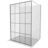 Mexen Kioto vrijstaande douchewand 140 x 200 cm, zwart raster 8 mm, geborsteld nikkel - 800-140-002-97-77