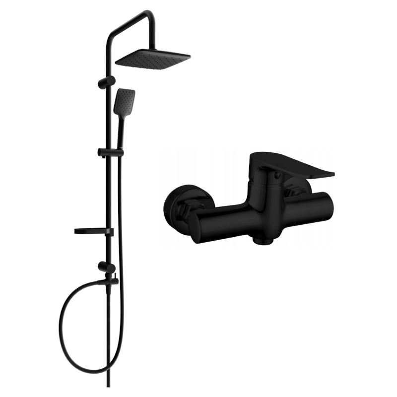 Mexen Sven Aufputz-Duschset mit Regenbrause und Duscharmatur Pecos, schwarz - 72740262-70