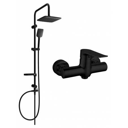 Mexen Pecos Sven conjunto de chuveiro de superfície com chuveiro de teto e misturadora, preto - 72740262-70