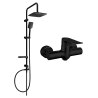 Mexen Sven Aufputz-Duschset mit Regenbrause und Duscharmatur Pecos, schwarz - 72740262-70