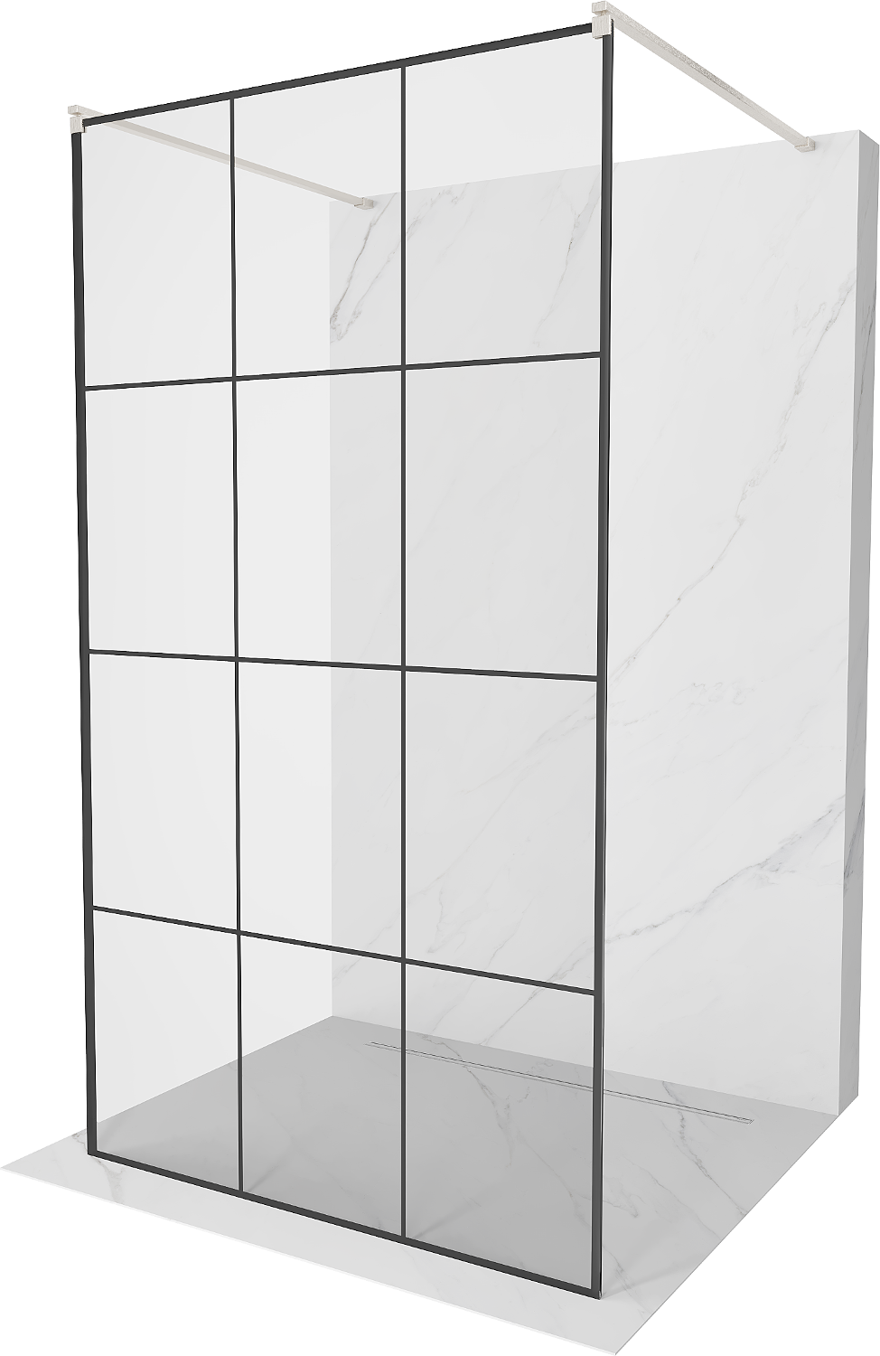 Mexen Kioto ścianka prysznicowa wolnostojąca 110 x 200 cm, czarny wzór 8 mm, nikiel szczotkowany - 800-110-002-97-77