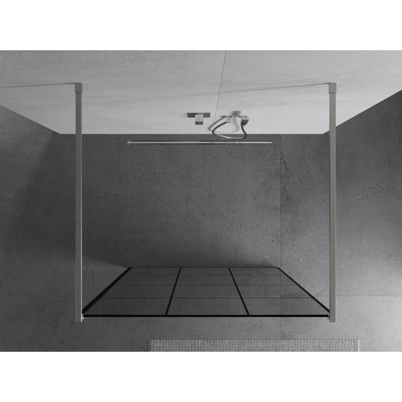Mexen Kioto samostojeća tuš stijenka 110 x 200 cm, crna mrežica 8 mm, brušeni nikal - 800-110-002-97-77