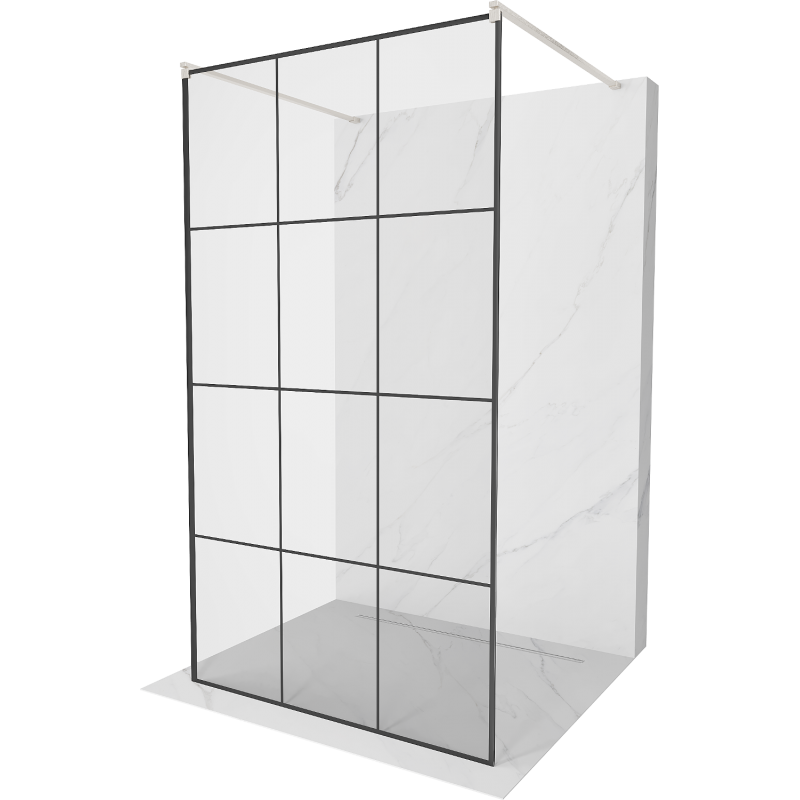 Mexen Kioto vapaa seisova suihkuseinä 100 x 200 cm, musta ruudukko 8 mm, harjattu nikkeli - 800-100-002-97-77