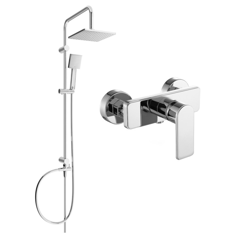 Mexen Cetus Tord conjunto de ducha empotrado con alcachofa de lluvia y grifo de ducha, cromo - 744340200-00