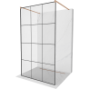 Mexen Kioto freestanding shower wall 100 x 200 cm, black grid 8 mm, brushed copper - 800-100-002-65-77