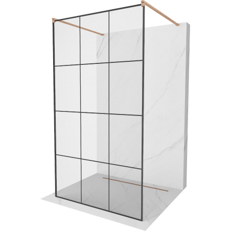 Mexen Kioto mampara de ducha independiente 120 x 200 cm, rejilla negra 8 mm, cobre cepillado - 800-120-002-65-77