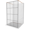 Mexen Kioto vrijstaande douchewand 120 x 200 cm, zwart raster 8 mm, geborsteld koper - 800-120-002-65-77