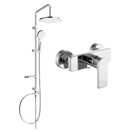 Mexen Erik Aufputz-Duschset mit Duschkopf und Cetus-Duschmischer, Chrom - 744340205-00