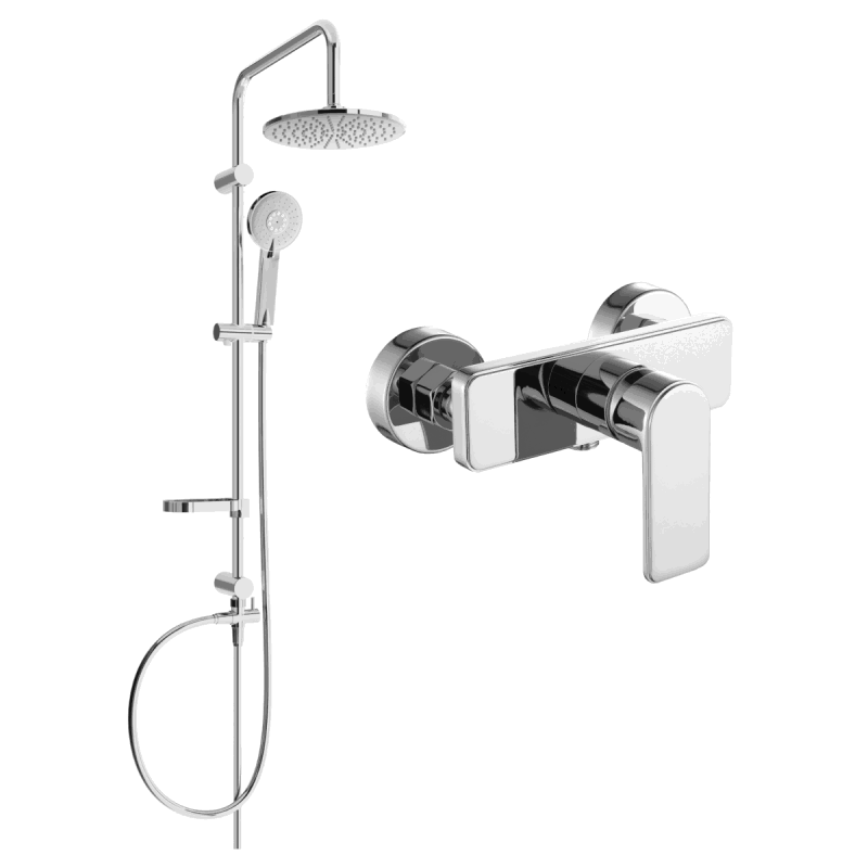 Mexen Carl exposed shower set with showerhead and Cetus shower tap, chrome - 744340240-00