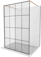 Mexen Kioto samostojeći tuš panel 160 x 200 cm, crna rešetka 8 mm, brušeni bakar - 800-160-002-65-77