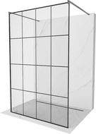 Mexen Kioto samostojeći tuš zid 160 x 200 cm, crna mreža 8 mm, gun gray brušen - 800-160-002-66-77