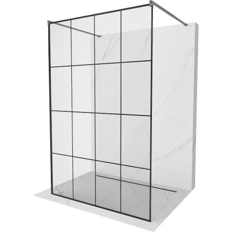 Mexen Kioto paroi de douche autoportante 140 x 200 cm, grille noire 8 mm, gris canon brossé - 800-140-002-66-77