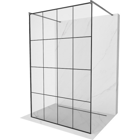 Mexen Kioto vrijstaande douchewand 140 x 200 cm, zwart raster 8 mm, gepolijst gun grijs - 800-140-002-66-77