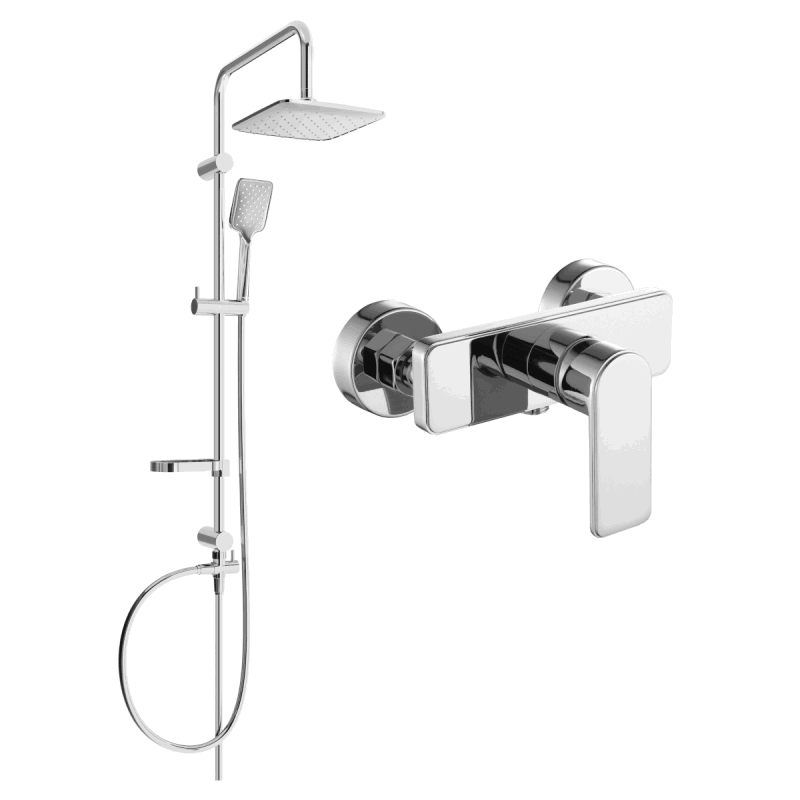 Mexen Sven Aufputz-Duschset mit Regenduschkopf und Duscharmatur Cetus, Chrom - 744340262-00
