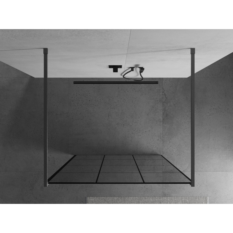 Mexen Kioto vabalt seisev dušisein 100 x 200 cm, must ruudustik 8 mm, harjatud gun gray - 800-100-002-66-77