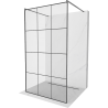 Mexen Kioto freestanding shower wall 100 x 200 cm, black grid 8 mm, gun gray brushed - 800-100-002-66-77