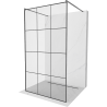 Mexen Kioto vrijstaande douchewand 100 x 200 cm, zwart raster 8 mm, geborsteld kanongrijs - 800-100-002-66-77