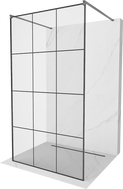 Mexen Kioto Samostojeća tuš pregrada 100 x 200 cm, crna rešetka 8 mm, brušena siva boja - 800-100-002-66-77