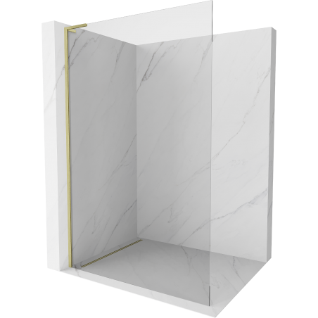 Mexen Kioto L zidna ploča za tuš Walk-in 75 x 200 cm, prozirna, zlatna četkana - 800-075-103-55-00