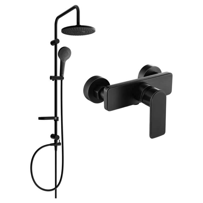 Mexen Erik conjunto de ducha exterior con rociador y grifo de ducha Cetus, negro - 744340205-70