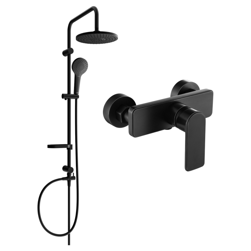Mexen Erik ensemble de douche apparent avec douche de tête et robinet de douche Cetus, noir - 744340205-70