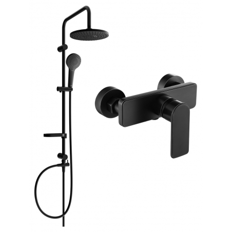 Mexen Erik Aufputz-Duschset mit Regenduschkopf und Duscharmatur Cetus, schwarz - 744340205-70