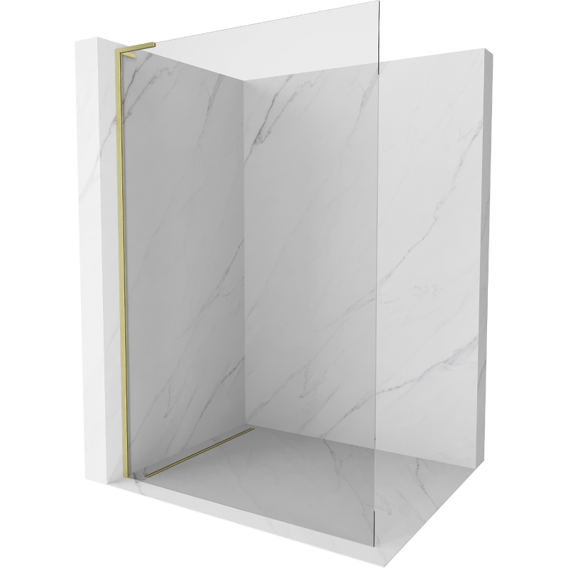 Mexen Kioto L douchewand Walk-in 100 x 200 cm, transparant, goud geborsteld - 800-100-103-55-00