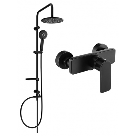 Mexen Carl overhead shower set with rain shower and Cetus shower mixer, black - 744340240-70