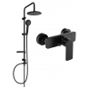 Mexen Carl overhead shower set with rain shower and Cetus shower mixer, black - 744340240-70