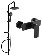 Mexen Carl Aufputz-Duschset mit Regenduschkopf und Duscharmatur Cetus, schwarz - 744340240-70