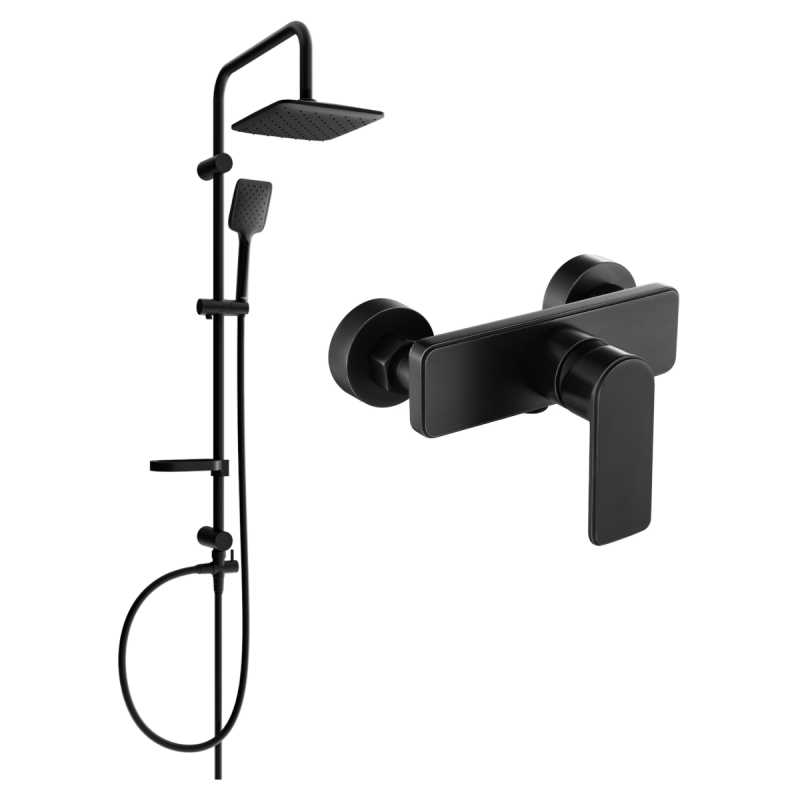 Mexen Cetus Sven conjunto de ducha empotrado con alcachofa de lluvia y grifo de ducha, negro - 744340262-70