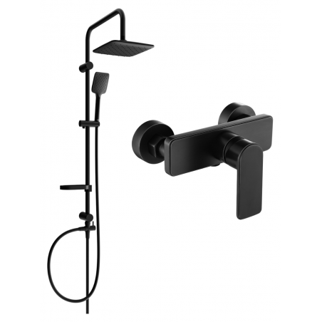 Mexen Sven exposed shower set with shower head and Cetus shower mixer, black - 744340262-70
