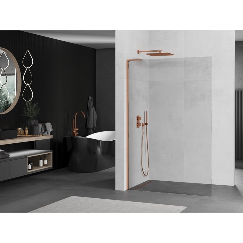 Mexen Kioto L ścianka prysznicowa Walk-in 95 x 200 cm, transparent, różowe złoto - 800-095-103-60-00