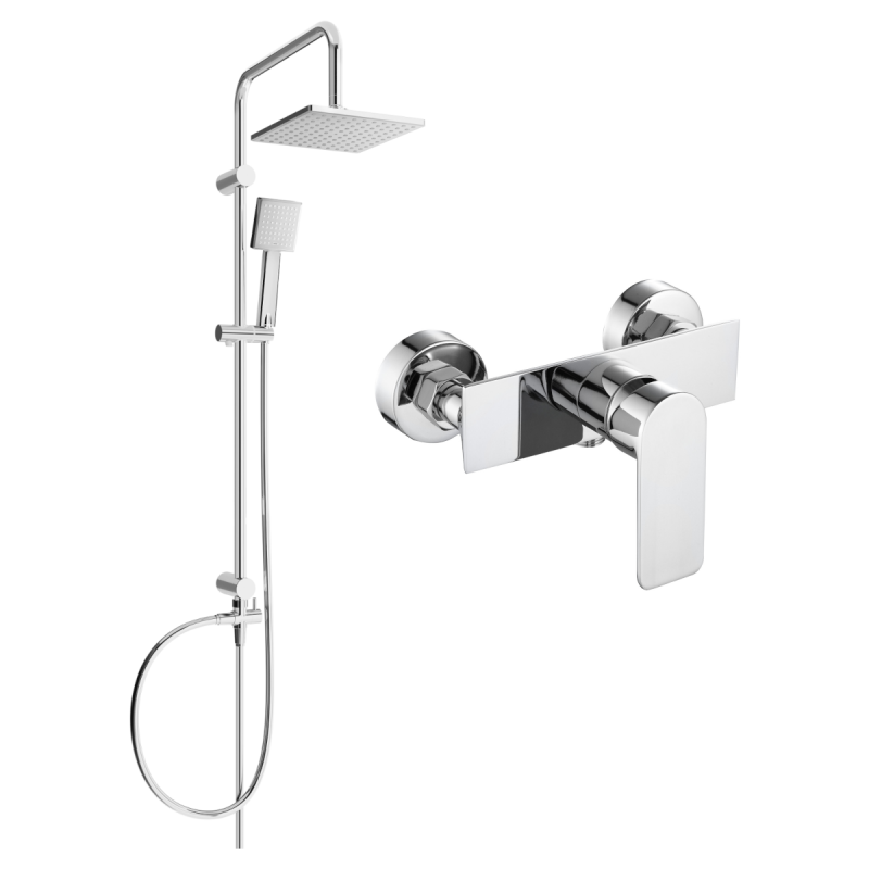Mexen Alfa Tord Aufputz-Duschset mit Duschkopf und Duscharmatur, Chrom - 745740200-00