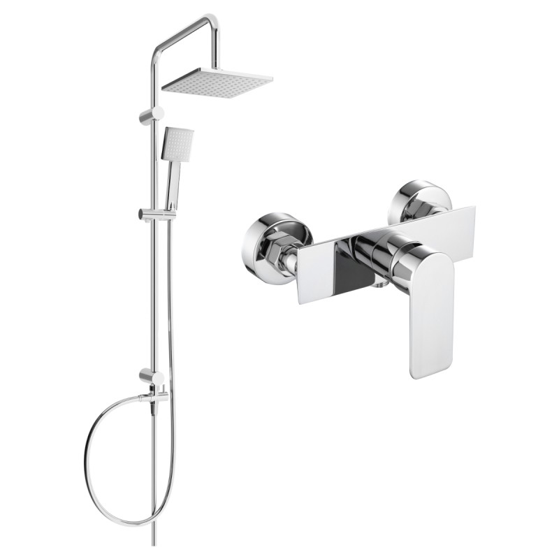 Mexen Alfa Tord exposed shower set with rain shower and shower mixer, chrome - 745740200-00
