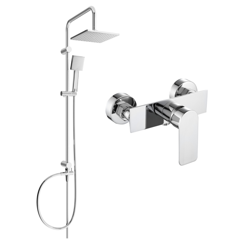Mexen Alfa Tord opbouwdouche set met regendouche en douchekraan, chroom - 745740200-00