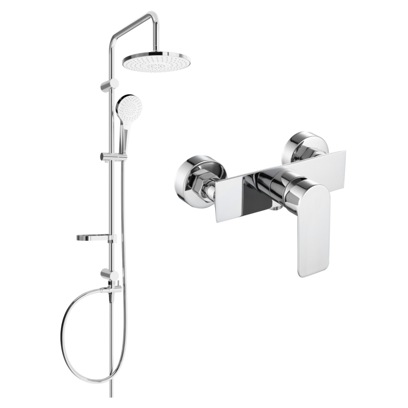 Mexen Erik Aufputz-Duschset mit Regenbrause und Duscharmatur Alfa, Chrom - 745740205-00